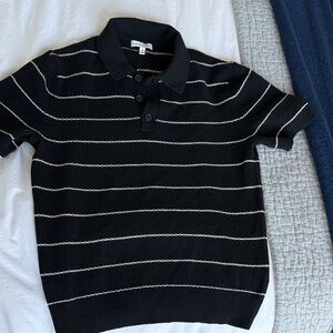 Banana Republic Black Polo with White Stripes